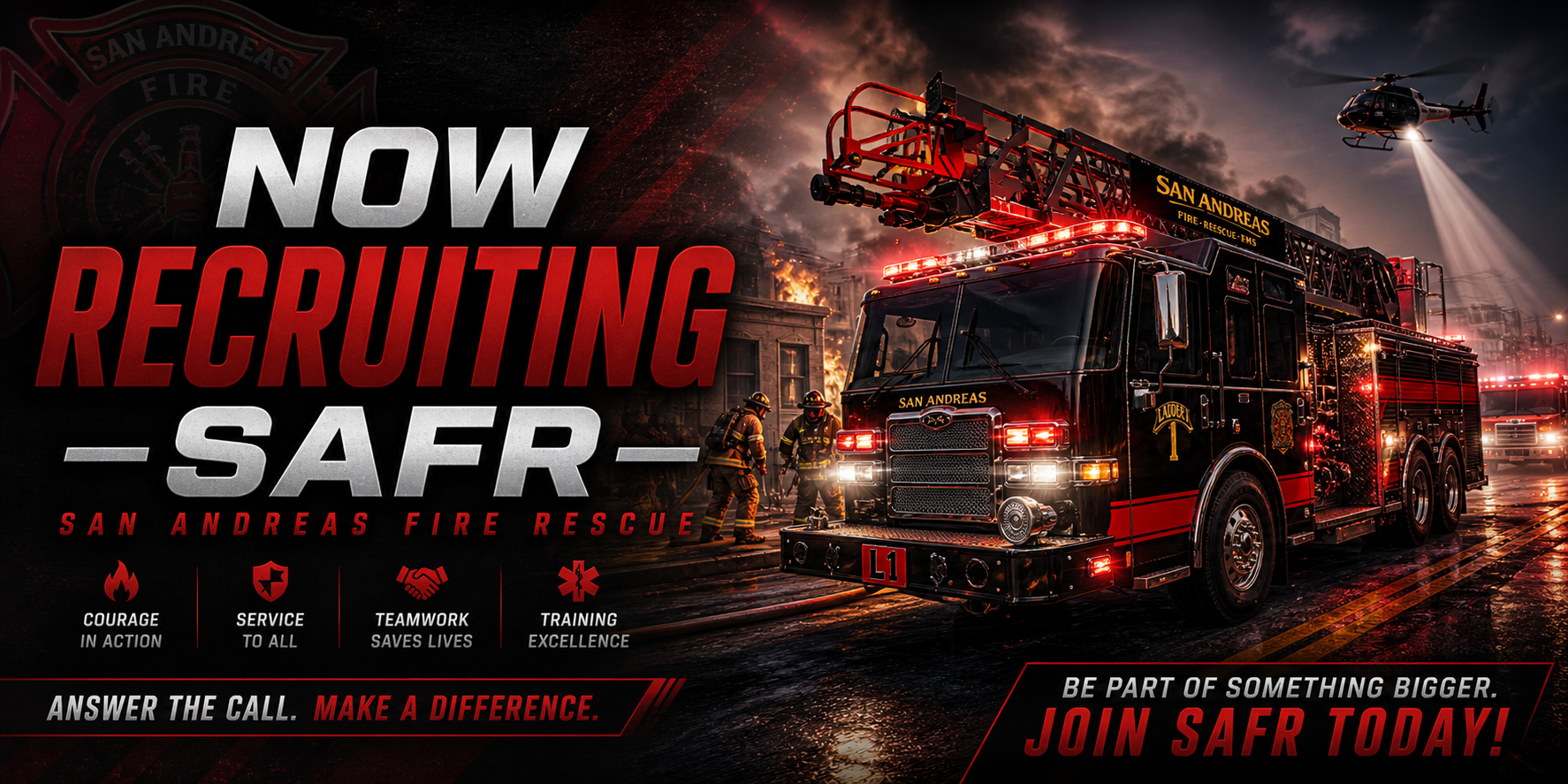 San Andreas Fire Depart/Rescue Recruiting Banner